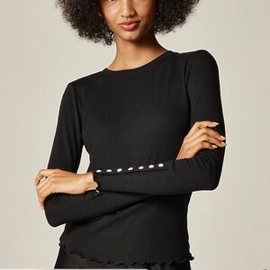 J crew Refined rib long-sleeve T-shirt with button cuffs